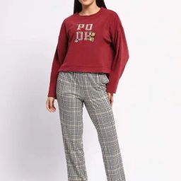 MADAME M Secret Maroon Cotton Graphic Night Suit-picture-17