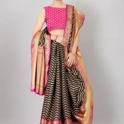 Silk Land Black Woven Saree With Unstitched Blouse-image-1
