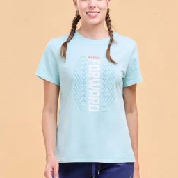 Enamor Turquoise Cotton Printed Sports T-Shirt-image-39