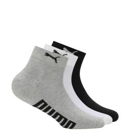 Puma White- Black-Cool Gray 7 Logo Socks Pairs of 3-image-27