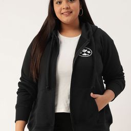 Rute Plus Size Women Black Hooded Sweatshirt-image-30