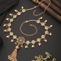 Saraf RS Jewellery Gold Pearl Beaded Folral Trendy Hip Chain Waistband-image-48