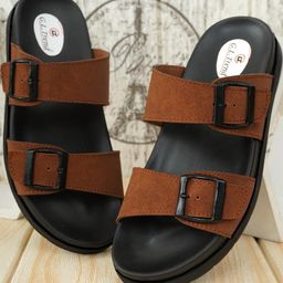 G L Trend Tan Leather Sandals-image-91