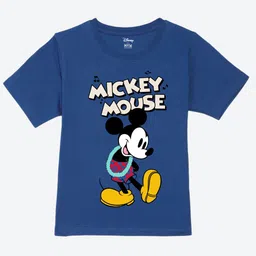 Wear Your Mind Boys Mickey Mouse Printed Pure Cotton Applique T-shirt-image-11