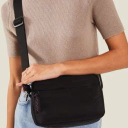Accessorize London Black Fabric Solid Sling Handbag-image-82