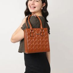 Fastrack MTO MTS Brown Quilted Medium Satchel Handbag-image-66