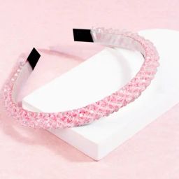 OOMPH Pink Crystal Studded Thick Party Hair Band-image-53