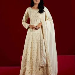 Libas Art Beige Embroidered Kurta Pant Set With Dupatta-image-14