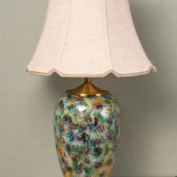 Whispering Homes Green Artisan Crafted American Style Ceramic Table Lamp with Beige Shade-16