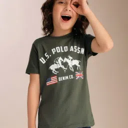 U.S. Polo Assn. Boys Green Cotton Logo T-Shirts-picture-0