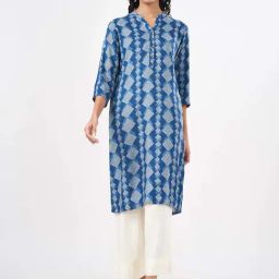 Rangmanch by Pantaloons Blue Printed Straight Kurta-picture-23