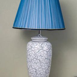 Whispering Homes White Modern Nordic Style Ceramic Table Lamp with Blue Shade-35