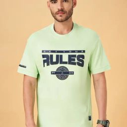 Street 808 by Pantaloons Green Cotton Boxy Fit Printed T-Shirt-image-60