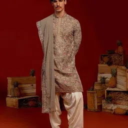 KALPRAAG Floral Embroidered Thread Work Kurta With Patiala & Dupatta-image-96