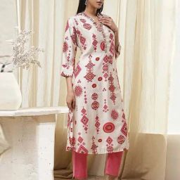 Biba Off White Regular Fit Printed Kurta-picture-16
