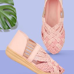 BAESD Girls Solid Gladiators Flats-image-82
