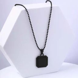 Bold By Priyaasi Black Plated Men's Chain with Square Pendant-0