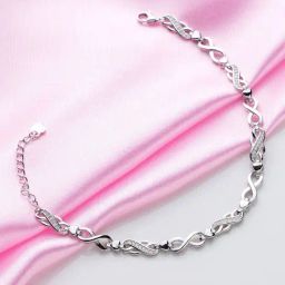Zavya Infinite Radiance CZ-Studded Rhodium-Plated 925 Sterling Silver Bracelets-image-0