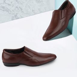 FAUSTO Men Brown Solid Formal Slip-Ons-image-57