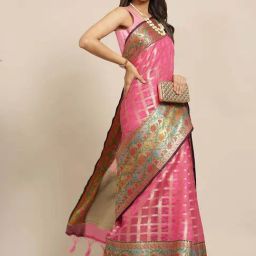 Silk Land Pink Woven Saree With Unstitched Blouse-picture-38