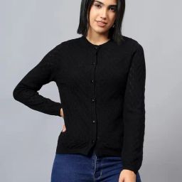 Cantabil Black Jacquard Full Sleeves Sweaters-image-28