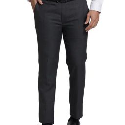 Park Avenue Grey Super Slim Fit Checks Trousers-image-97