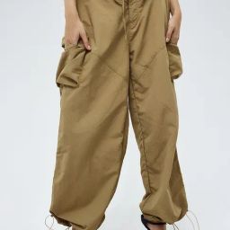 Cover Story Khaki Solid Parachute Pants-picture-20