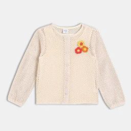 Miniklub Girls Ecru Regular Fit Woven Knit Top-picture-47