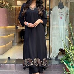 KERI PERRY Women Animal Embroidered A-Line Kurta with Palazzos-picture-32