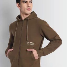 Dcyphr Desert Brown Decode Essentials Self-Design Fullength Sleeves Regular Fit Hoodie-29