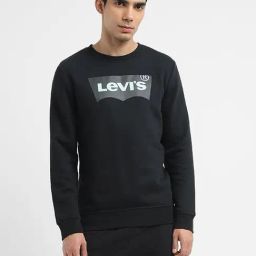 Levi's Black Regular Fit Logo Printed Sweatshirt-image-43