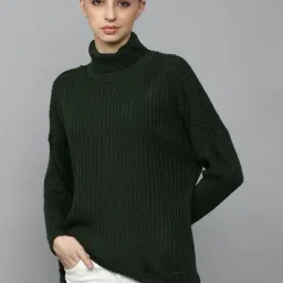 Allen Solly Green Cotton Self Pattern Sweater-image-90
