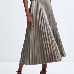 MANGO Sheen Accordion Pleated Midi skirt-33