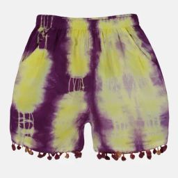 Kiddopanti Kids Yellow & Lilac Tie Dye Shorts-image-77