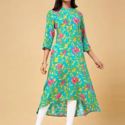 YU by Pantaloons Blue Printed High Low Kurta-picture-45