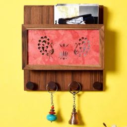 Unravel India New Brown & Red Wood Key Holder-33
