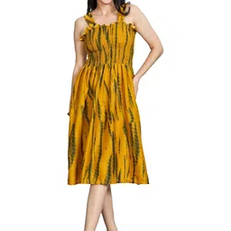CORSICA Tie-Dye Printed Fit & Flare Midi Dress-picture-2