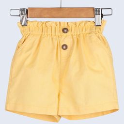 Beebay Knee Length Buttons Detail Solid Paperbag Shorts - Yellow-image-19