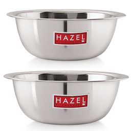 HAZEL Stainless Steel Mixing Bowl for Cake Batter Kitchen & Baking Accessories Silver - Pack of 2-14