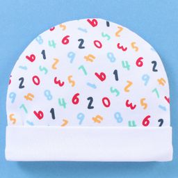 Babyhug 100% Cotton Cap Number Print White- Diameter 9.5 cm-image-78