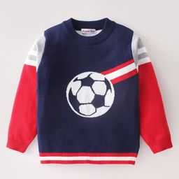 Kookie Kids Full Sleeves Football Design Sweater - Navy Blue-image-10