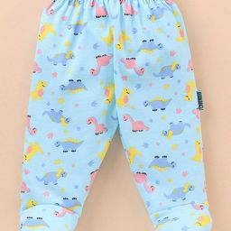 Child World Interlock Knit Footed Bootie Leggings With Dinosaur Print - Sky Blue-image-84