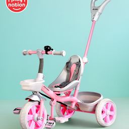 Play Nation Plug & Play Tricycle With Parental Push Handle Parental & EVA Wheels - Pink-0