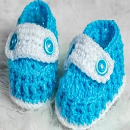 Knits & Knots Colour Blocked Handmade Booties With Front Strap - Blue-picture-46