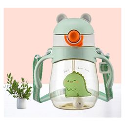 The Cheeky Kidzz Baby Premium Unbreakable Feeding Bottle Feeder 300ml Cute Cartoon Design With Twin Handles & Silicone Straw Sipper BPA Free (Green)-image-59