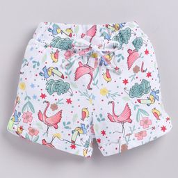 Biskid Sinker Birds Printed Shorts - White & Pink-image-69