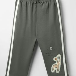 Tango Interlock Knit Full Length Leggings With Animal Print & Tape Detailing - Olive Green-image-18