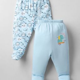 OHMS Single Jersey Knit Bootie Leggings With Animal Print Pack of 2 - Light Blue-image-78