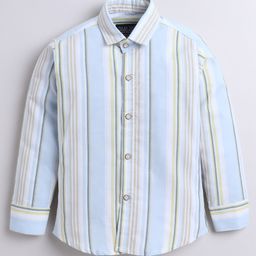 Polka Tots Cotton Woven Full Sleeves Striped Shirt - Blue-picture-29