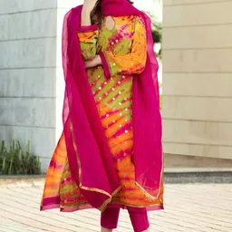 KALINI Ombre Mirror Work Straight Kurta With Trouser And Dupatta-image-25